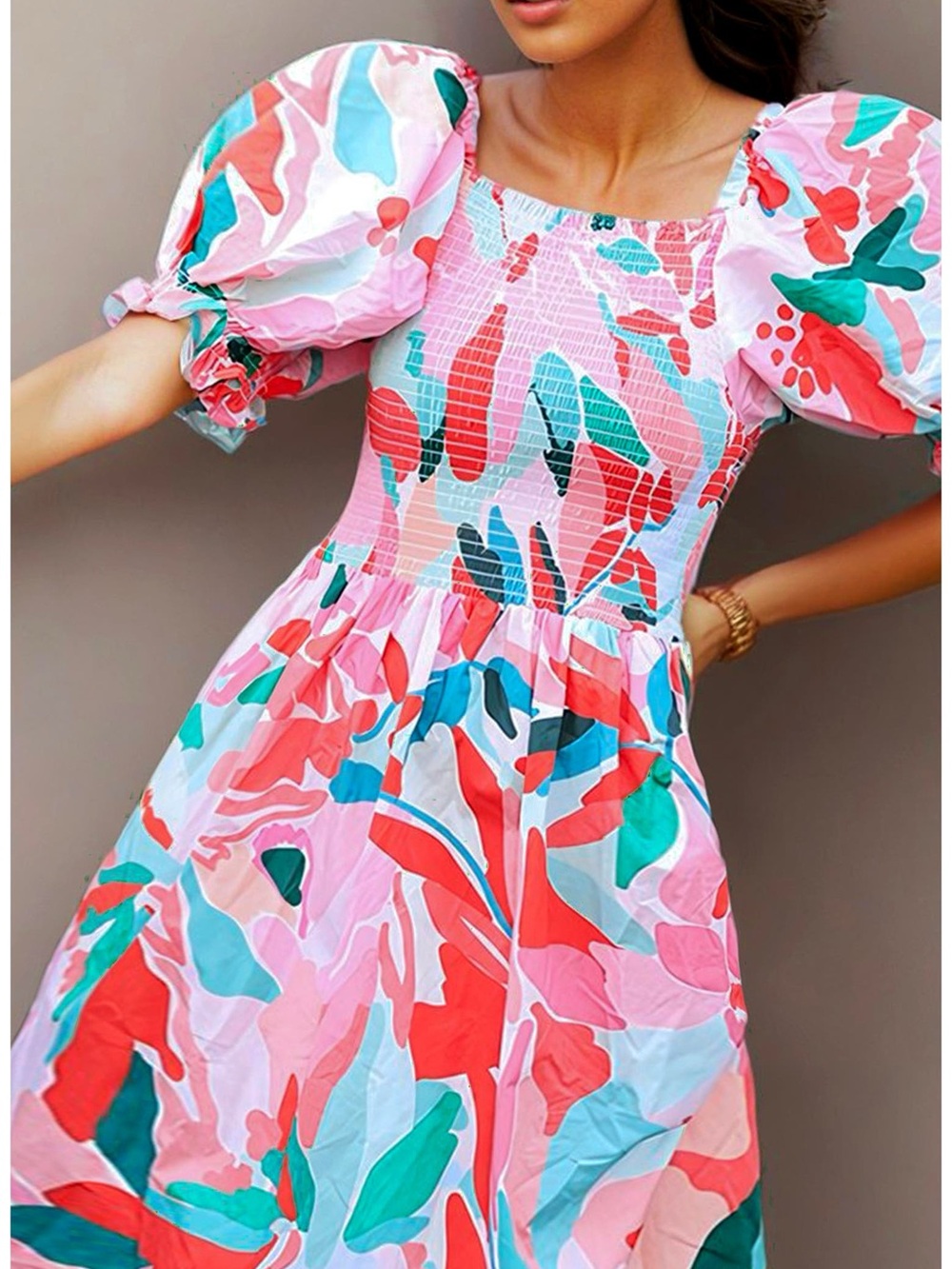 MARISA WATERMELON SMOCKED MIDI DRESS Size 4 SOLDOUT $189 on retail